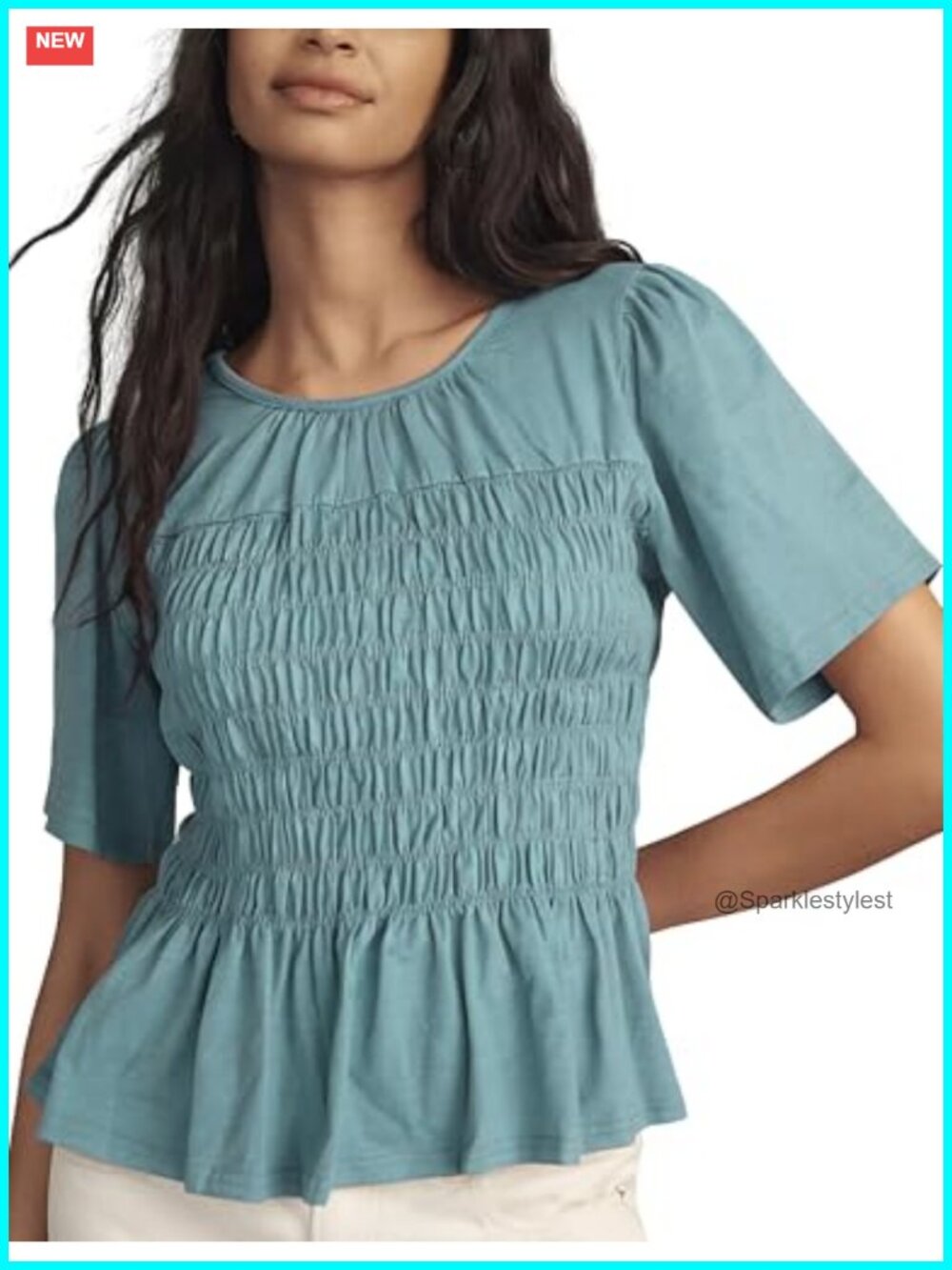Peplum Babydoll Top Short Sleeve Flowy Ruffle Hem Blouse